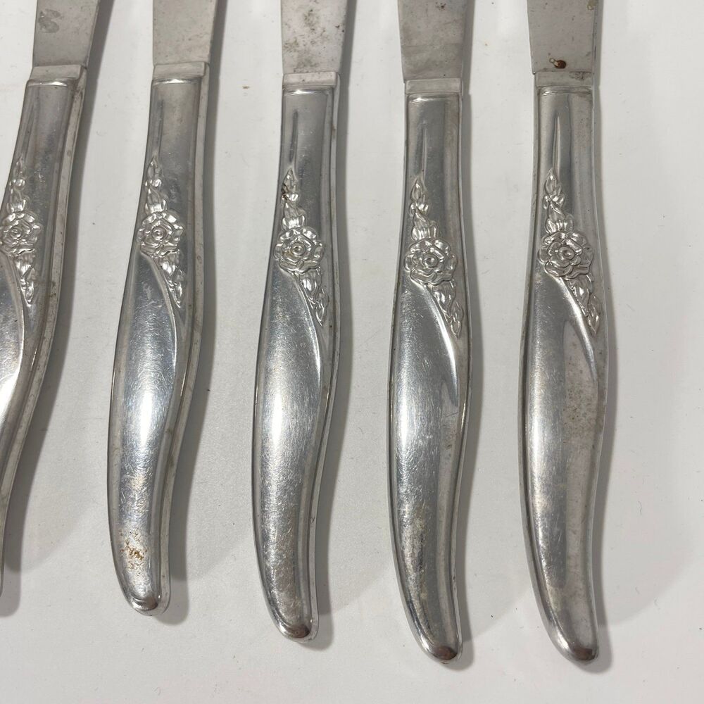 Lot of 9 Oneida Wm A Rogers Premier La Rose Stainless Dinner Knives 8.5” - Picture 4 of 8